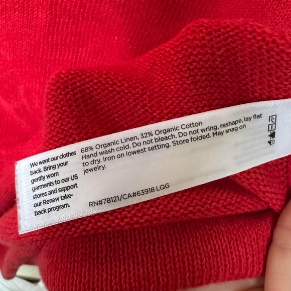 Eileen Fisher red linen cotton cord crewneck sweater - Picture 5 of 7